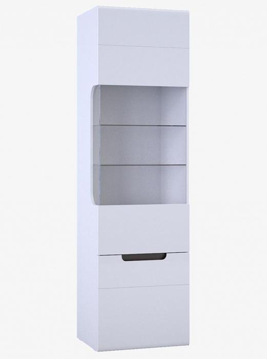 «Парма» Шкаф высокий со стеклом правый белый/венге - фото 1
