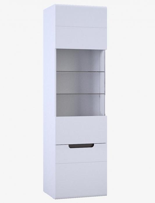 «Парма» Шкаф высокий со стеклом левый белый/венге - фото 1
